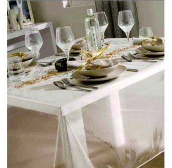 Nappe CALITEX pailletée argent 140x350cm