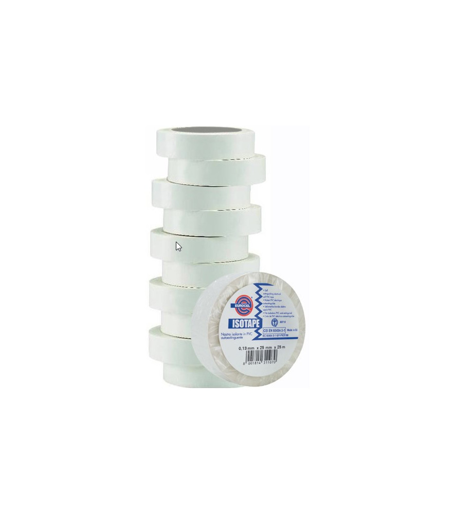 Ruban PVC électrique EUROCEL Isotape blanc 10mx15mm Ruban PVC électrique EUROCEL Isotape blanc 10mx15mm