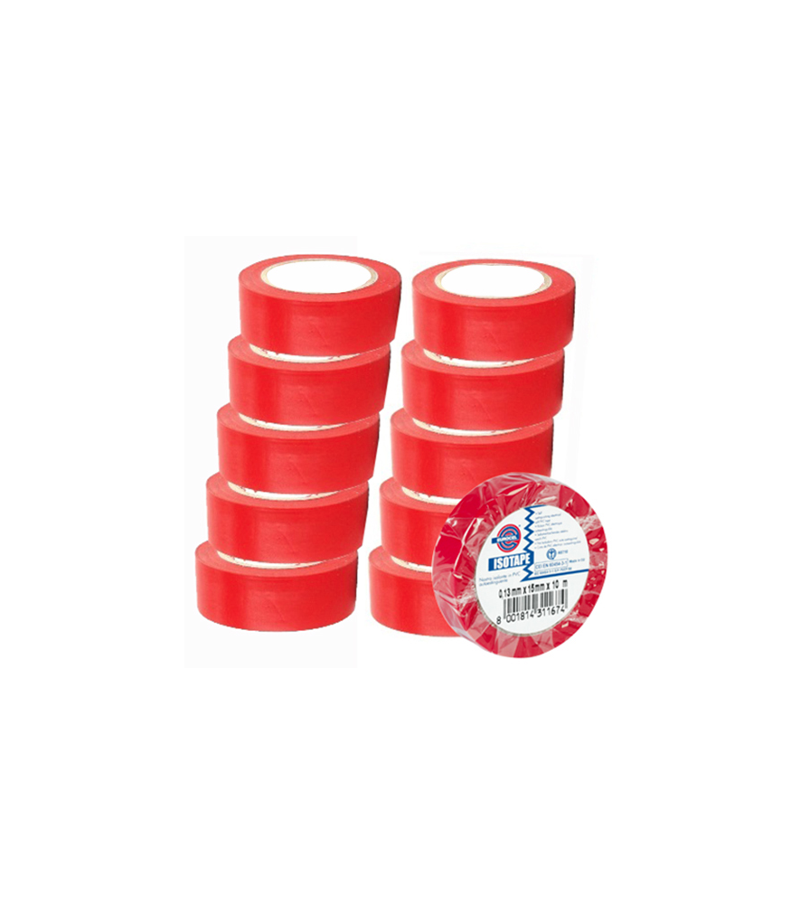 Ruban adhésif PVC électrique EUROCEL Isotape rouge 10mx15mm Ruban adhésif PVC électrique EUROCEL Isotape rouge 10mx15mm