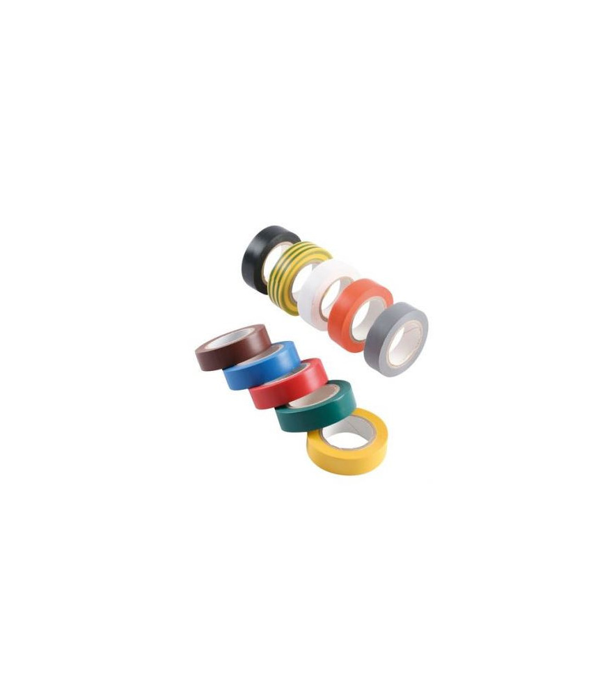 Lot de 10 rubans adhésifs PVC électriques EUROCEL Isotape coloris panachés 10mx15mm Lot de 10 rubans adhésifs PVC électriques EUROCEL Isotape coloris panachés 10mx15mm