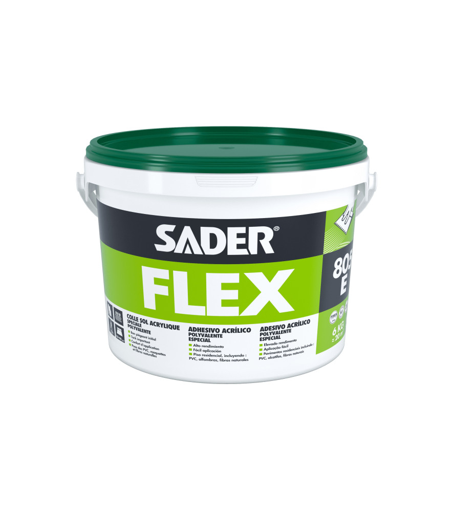 Colle sol SADER Saderflex 805E confort polyvalente spéciale chantiers 6kg Colle sol SADER Saderflex 805E confort polyvalente spéciale chantiers 6kg