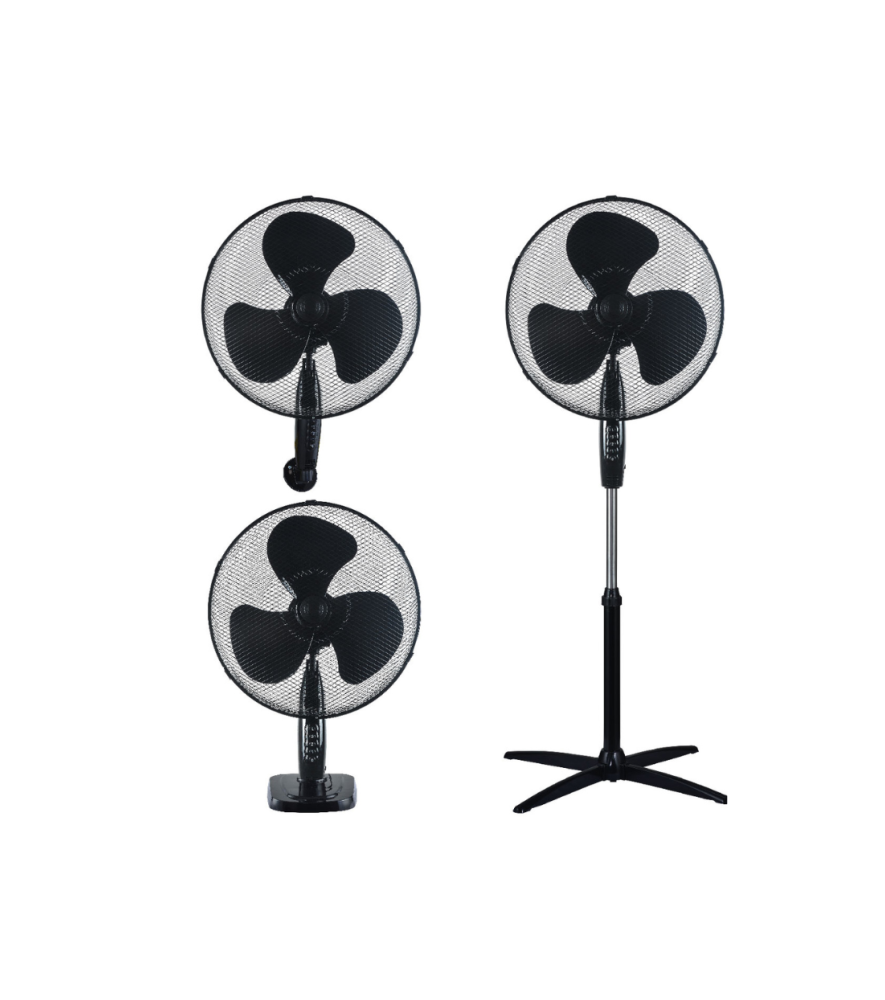 Ventilateur Kureli GARSACO 45W noir 3 en 1 table,mur et sol Ventilateur Kureli GARSACO 45W noir 3 en 1 table,mur et sol