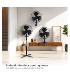 Ventilateur Kureli GARSACO  45W noir 3 en 1 table,mur et sol