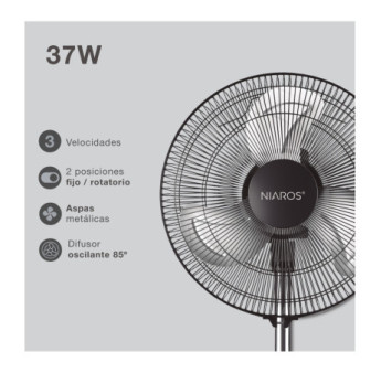 Ventilateur sur pied Vicari GARSACO 37W blanc