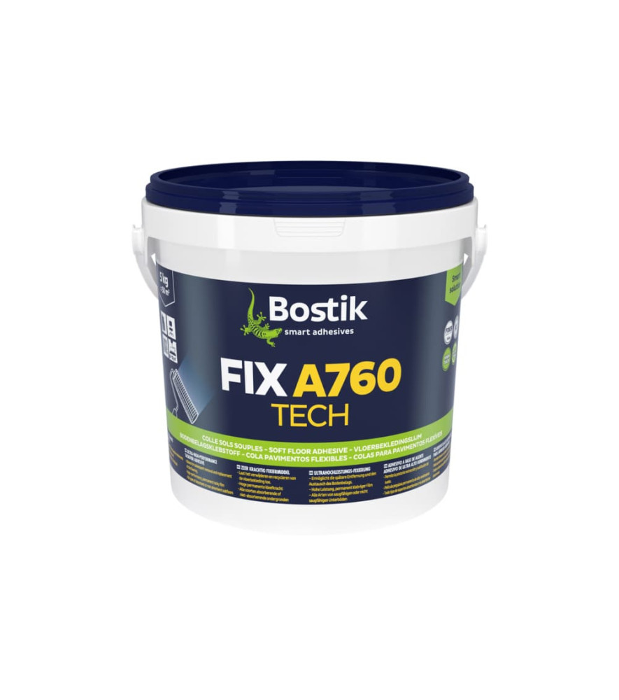 Colle sol BOSTIK PRO Adhésif de maintien FIX A760 Tech 5kg Colle sol BOSTIK PRO Adhésif de maintien FIX A760 Tech 5kg