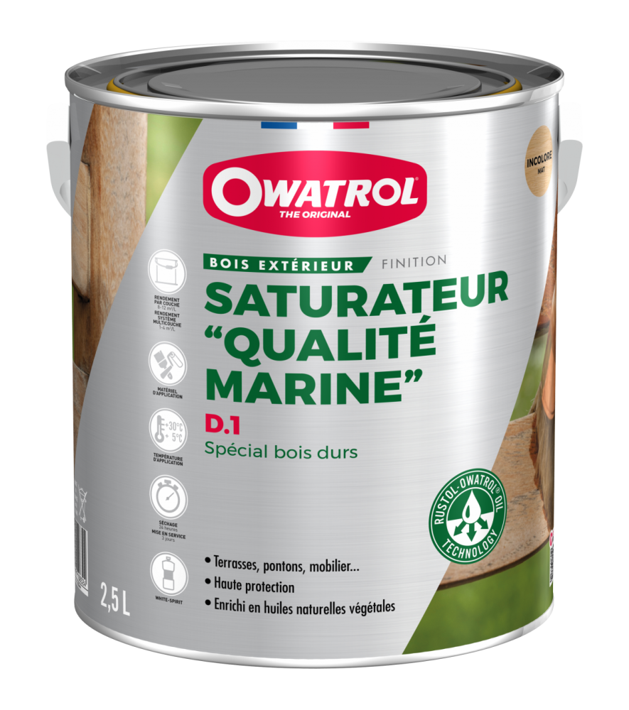 Saturateur pour bois durs OWATROL D1 incolore mat 2,5L