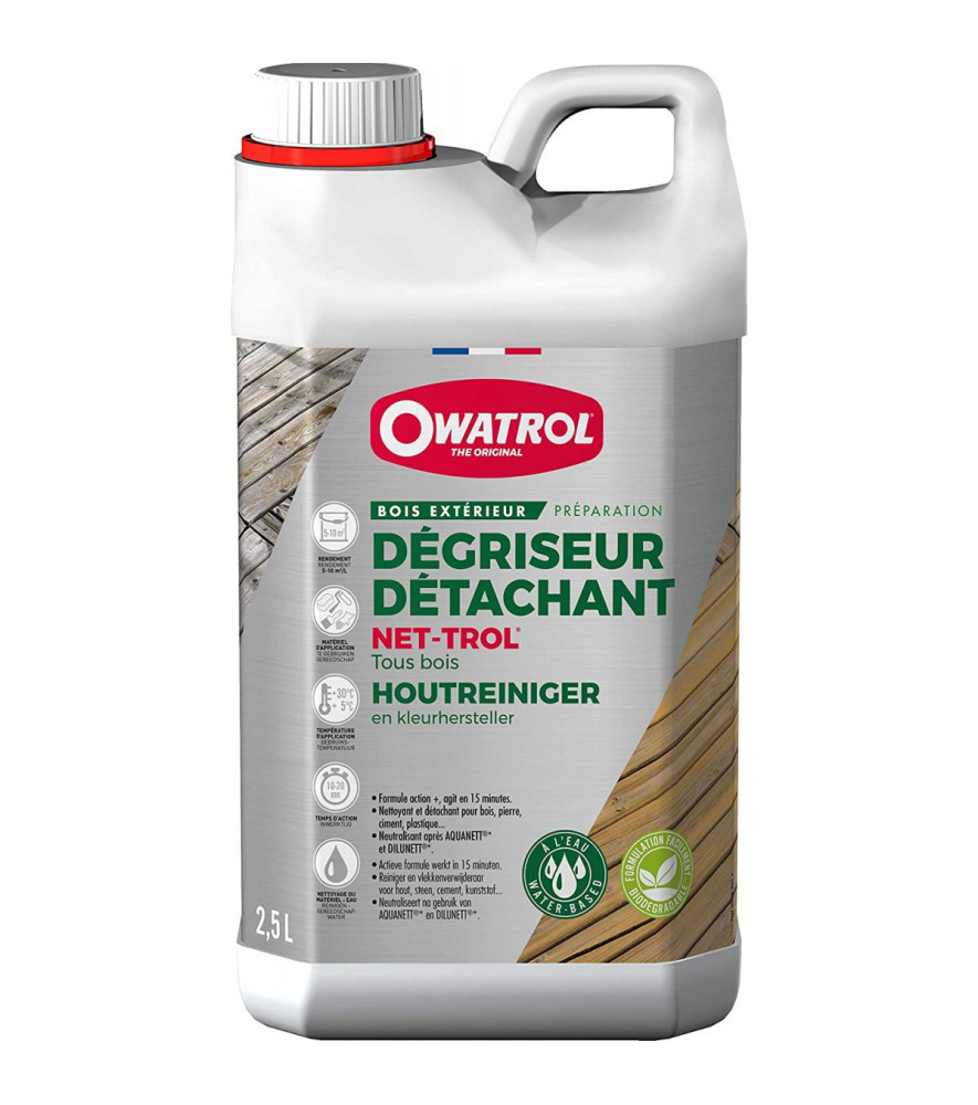 Dégriseur détachant tous bois OWATROL Net trol 2,5L