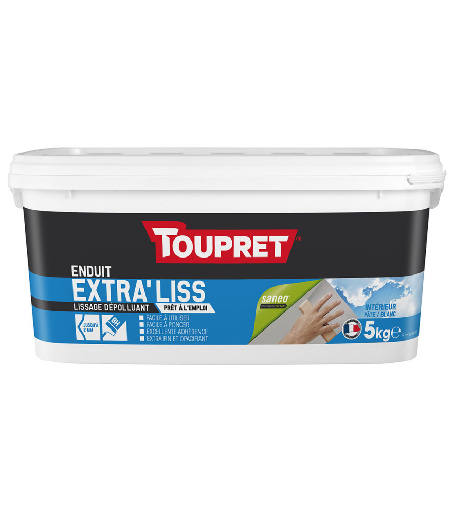 Enduit extra'liss pâte dépolluant TOUPRET gamme hautes performances 5kg