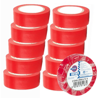 Ruban adhésif PVC électrique EUROCEL Isotape rouge 10mx15mm