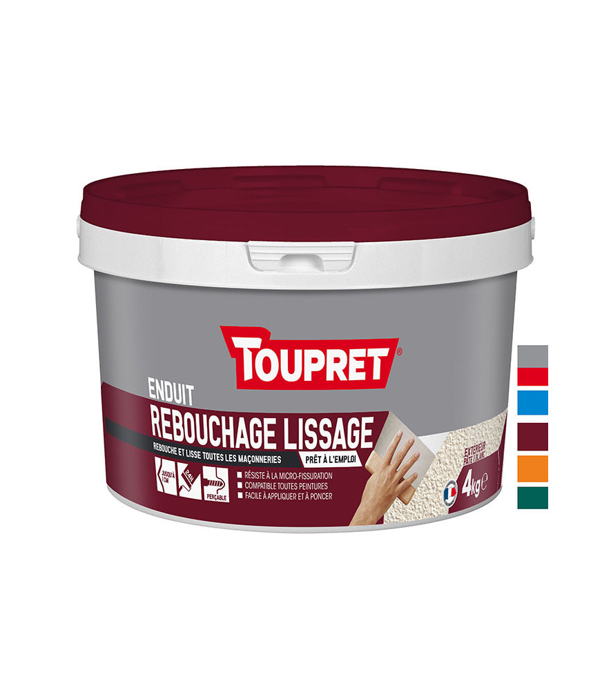 Enduit de rebouchage lissage extérieur poudre TOUPRET gamme les Essentiels 4kg